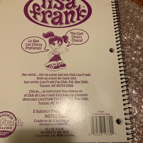 this is a vintage lisa Frank Vintage rare 1990 3 GIRL POWER 2 pocket folder W/NB - Picture 7 of 11